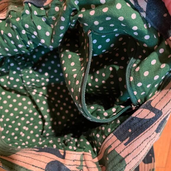 Bungalow 360 Canvas Crossbody/Shoulder/Hobo Beach Bag Blue Green Whale Print - Picture 8 of 13